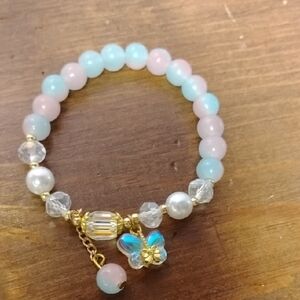 Hand Crafted Gold and Soft Pastel Bracelet